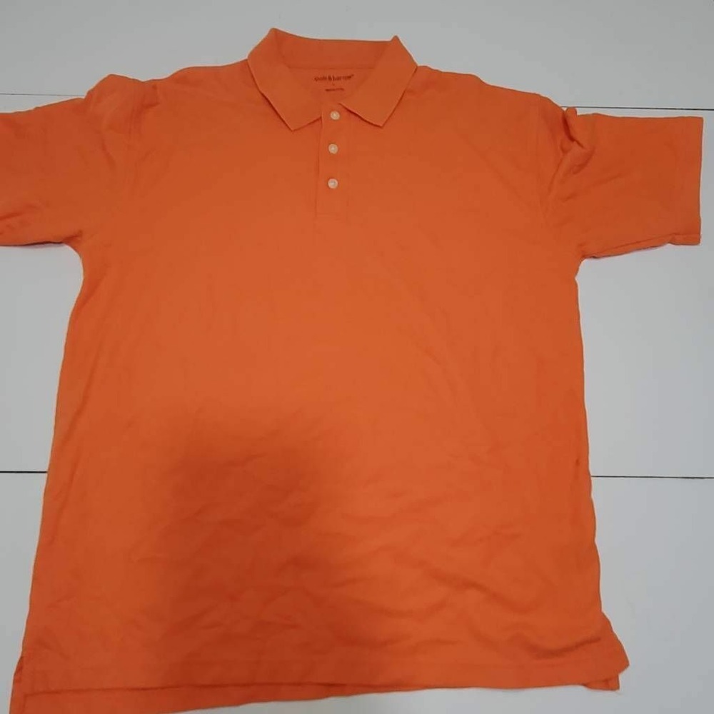 Croft & Barrow Mens Polo Shirt Orange Short Sleeve Side Slit Collared L